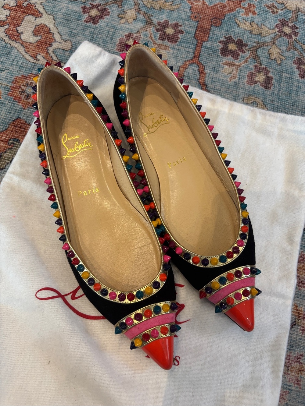 Christian Louboutins Malabar Spike Suede Flats